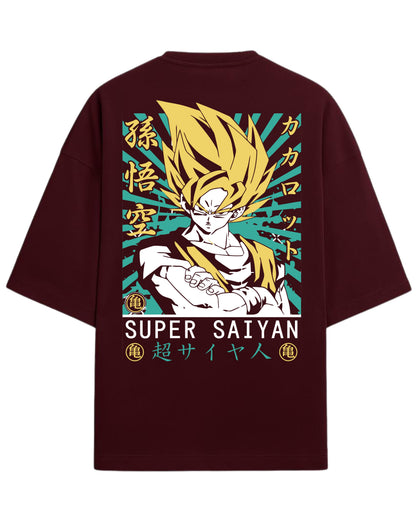 Super Saiyan Goku Oversized T-Shirt | Dragon Ball Z Anime Graphic Tee | Premium 260 GSM Cotton Blend