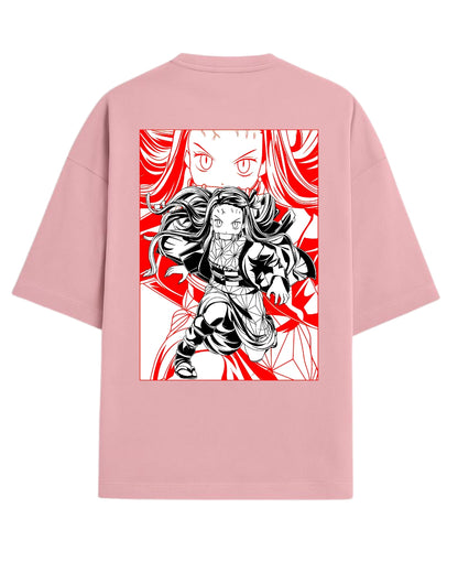 Nezuko Kamado Fierce Form Oversized T-Shirt | Demon Slayer Anime Tee | Premium 260 GSM Cotton