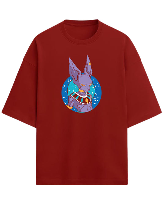 God of Destruction Beerus Oversized Tees | Dragon Ball Z Graphic Tee | Premium 260 GSM Cotton Blend