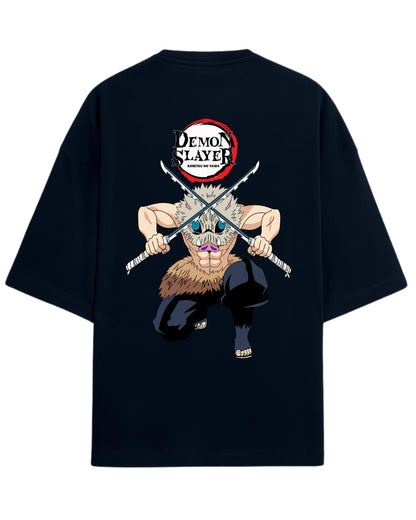 Inosuke Hashibira Oversized T-Shirt | Demon Slayer Beast Breathing Anime Tee | Premium 260 GSM Cotton