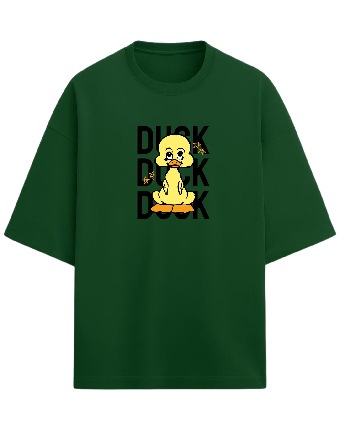 Cute Duck Doodle Oversized T-Shirt | Playful Cartoon Graphic Tee | Premium 260 GSM Cotton