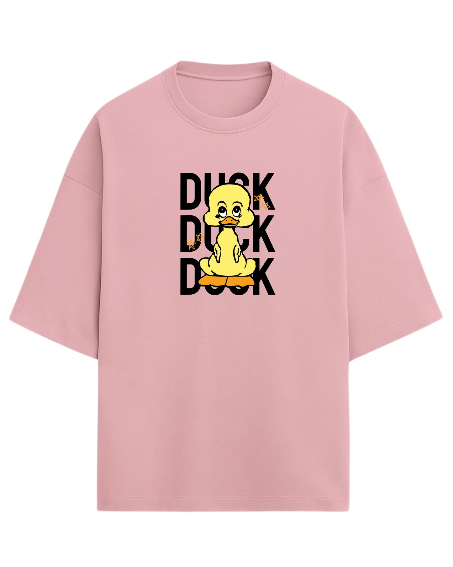 Cute Duck Doodle Oversized T-Shirt | Playful Cartoon Graphic Tee | Premium 260 GSM Cotton