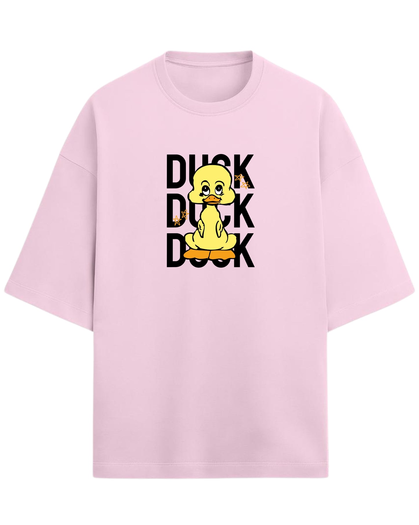 Cute Duck Doodle Oversized T-Shirt | Playful Cartoon Graphic Tee | Premium 260 GSM Cotton