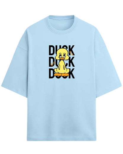Cute Duck Doodle Oversized T-Shirt | Playful Cartoon Graphic Tee | Premium 260 GSM Cotton