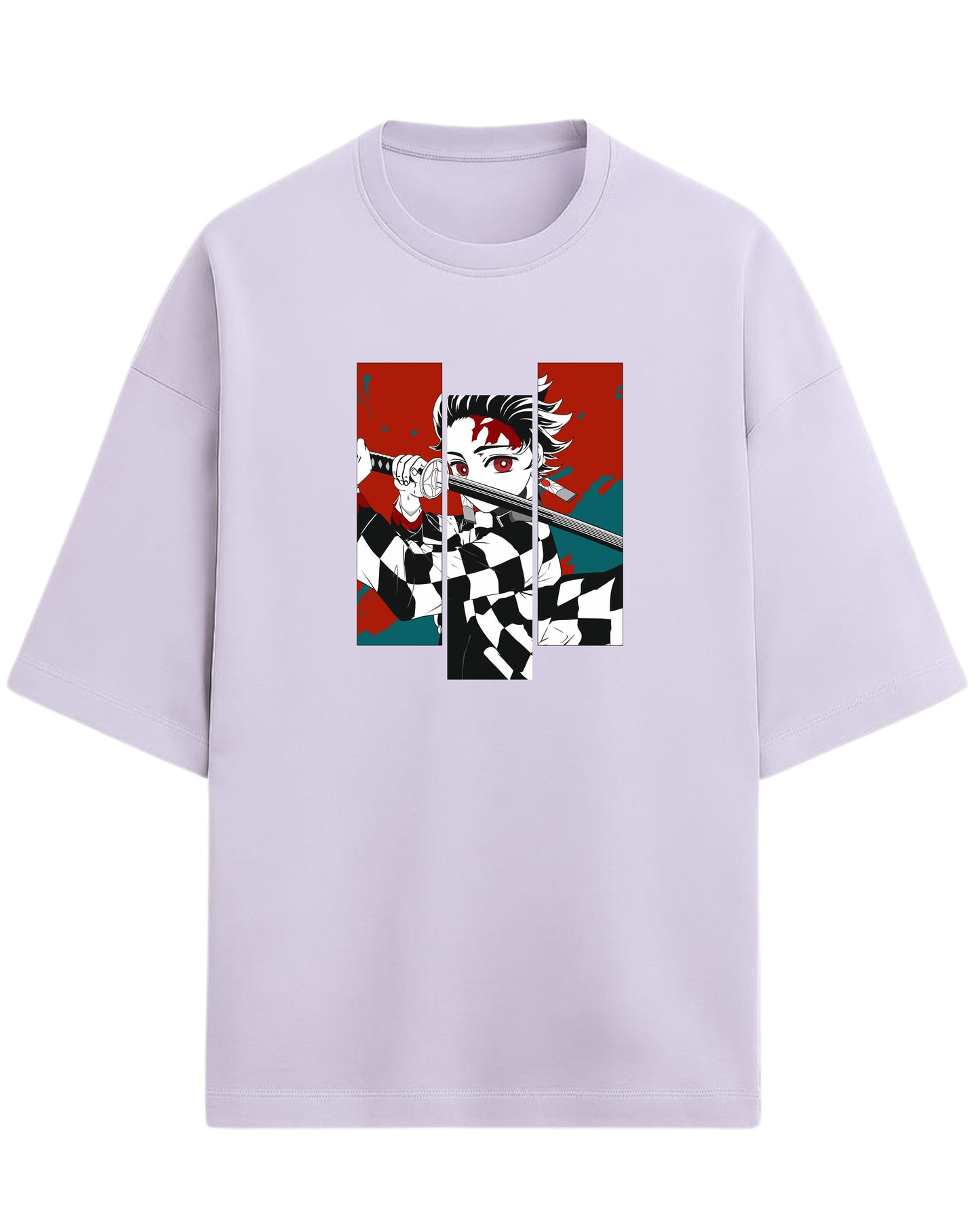 Tanjiro Kamado Battle Stance Oversized T-Shirt | Demon Slayer Manga Panel Art Tee | Premium 260 GSM Cotton