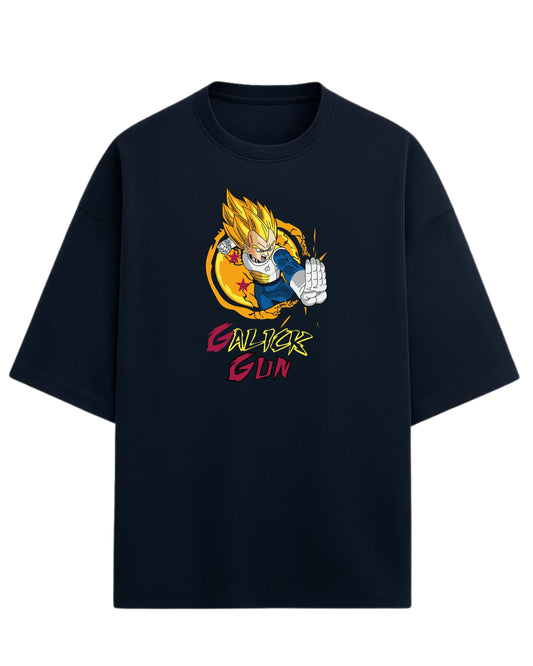 Vegeta Galick Gun Oversized Tees | Dragon Ball Z Graphic Tee | Premium 260 GSM Cotton Blend