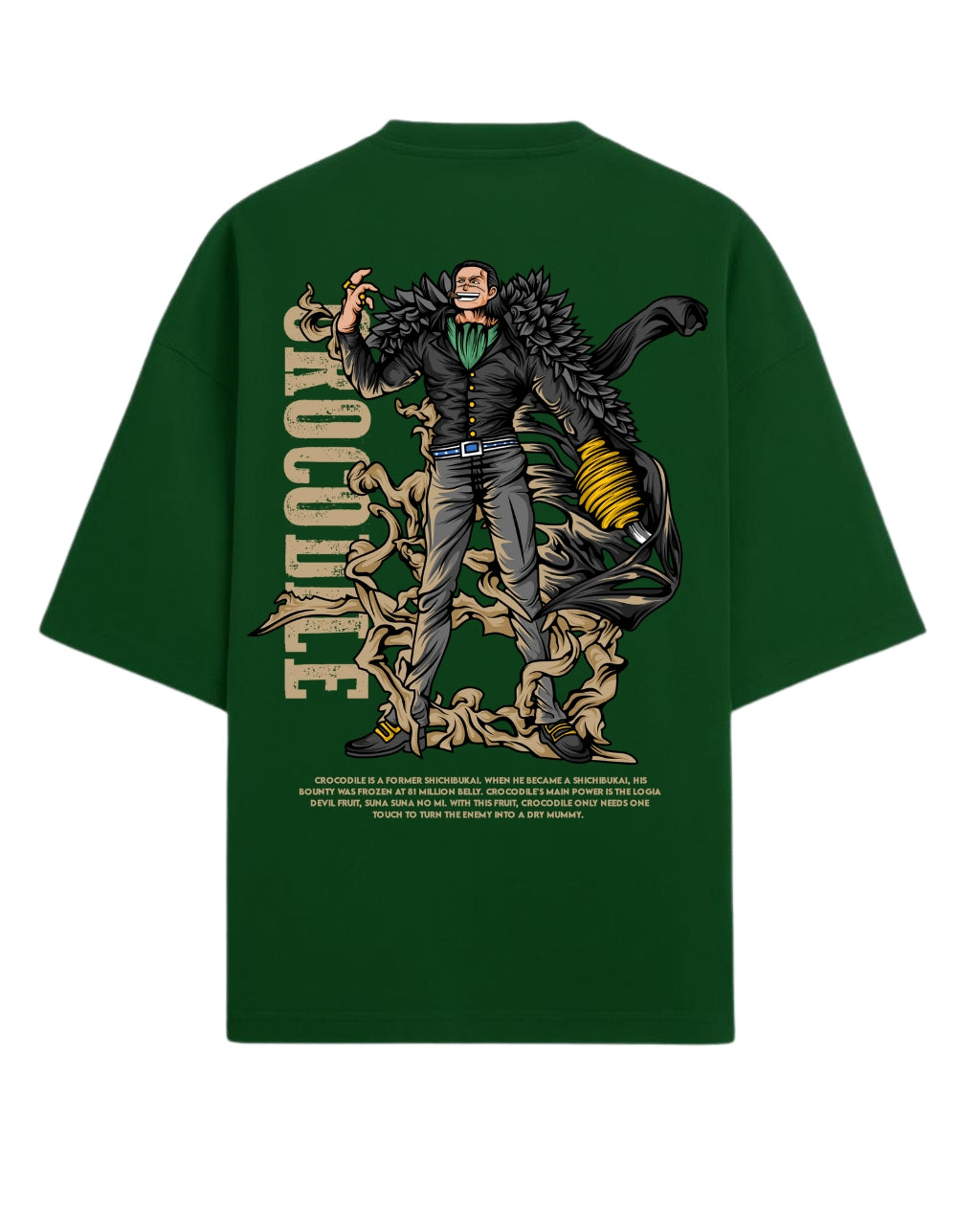 Crocodile Oversized Tees  | One Piece Anime Graphic Tee | Premium 260 GSM Cotton Blend