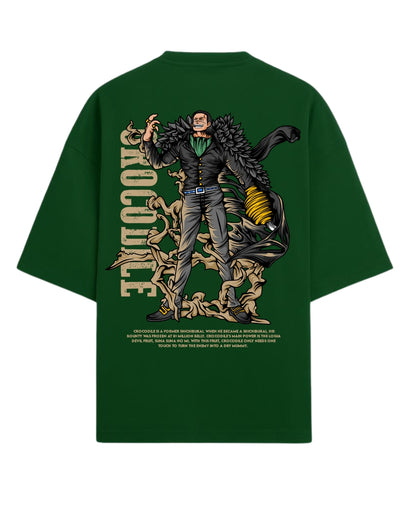 Crocodile Oversized Tees  | One Piece Anime Graphic Tee | Premium 260 GSM Cotton Blend