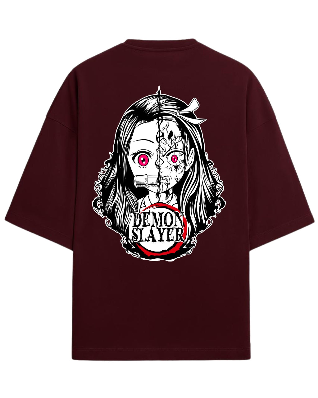 Nezuko Split Form Oversized T-Shirt | Demon Slayer Anime Graphic Tee | Premium 260 GSM Cotton Blend