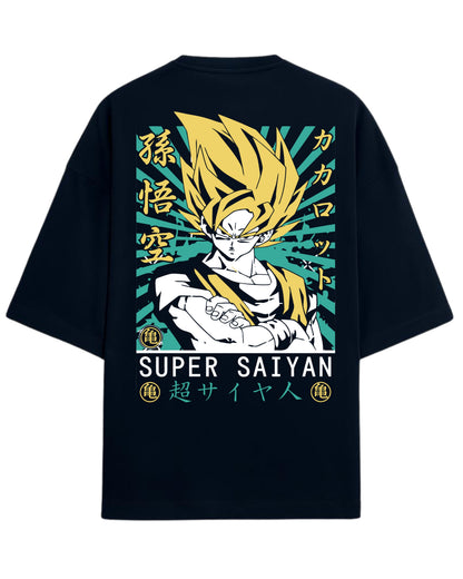 Super Saiyan Goku Oversized T-Shirt | Dragon Ball Z Anime Graphic Tee | Premium 260 GSM Cotton Blend