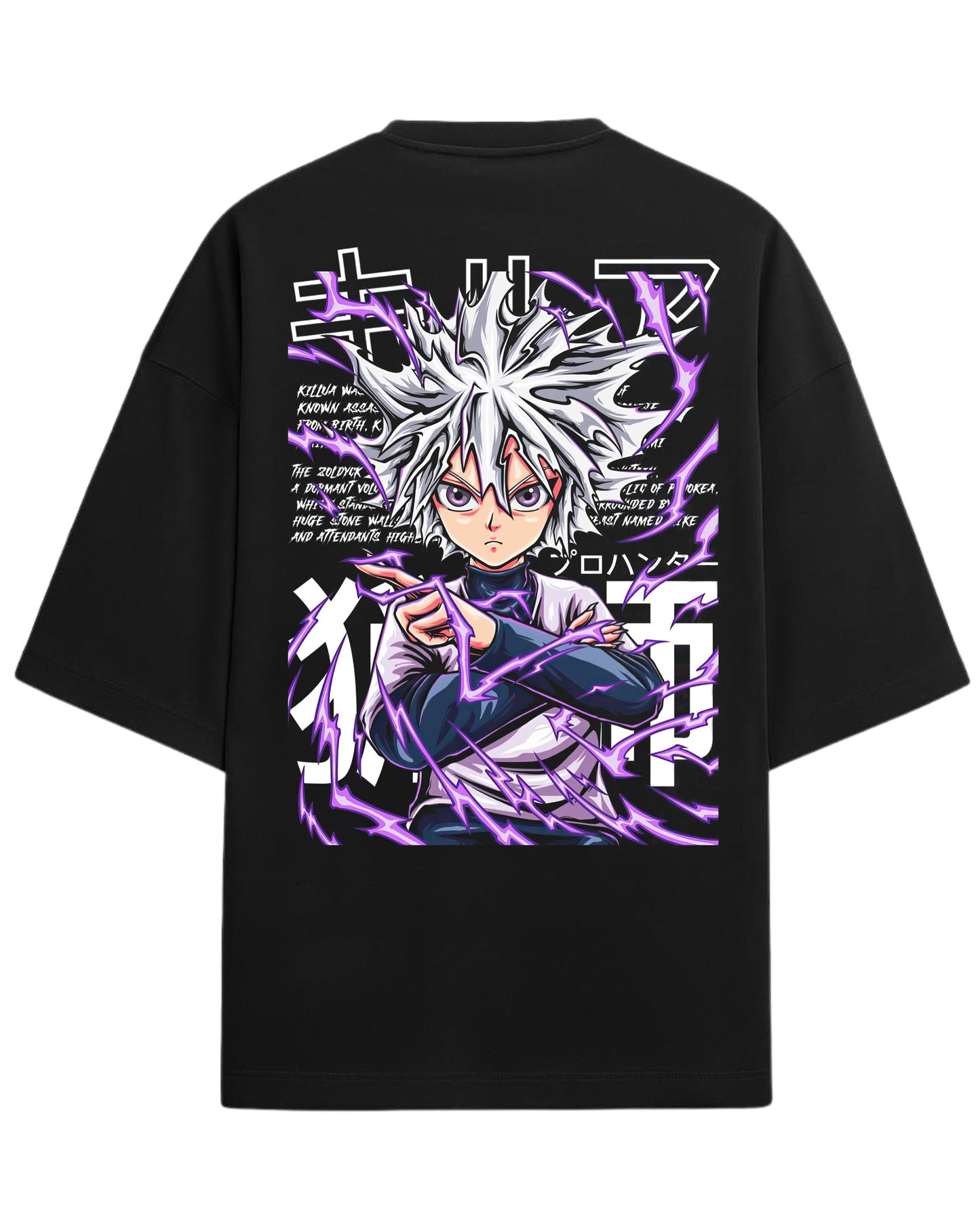 Killua Zoldyck Godspeed Oversized Tees | Hunter x Hunter Graphic Tee | Premium 260 GSM Cotton Blend