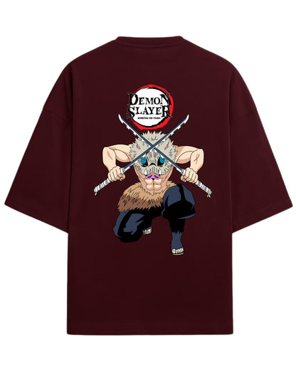 Inosuke Hashibira Oversized T-Shirt | Demon Slayer Beast Breathing Anime Tee | Premium 260 GSM Cotton