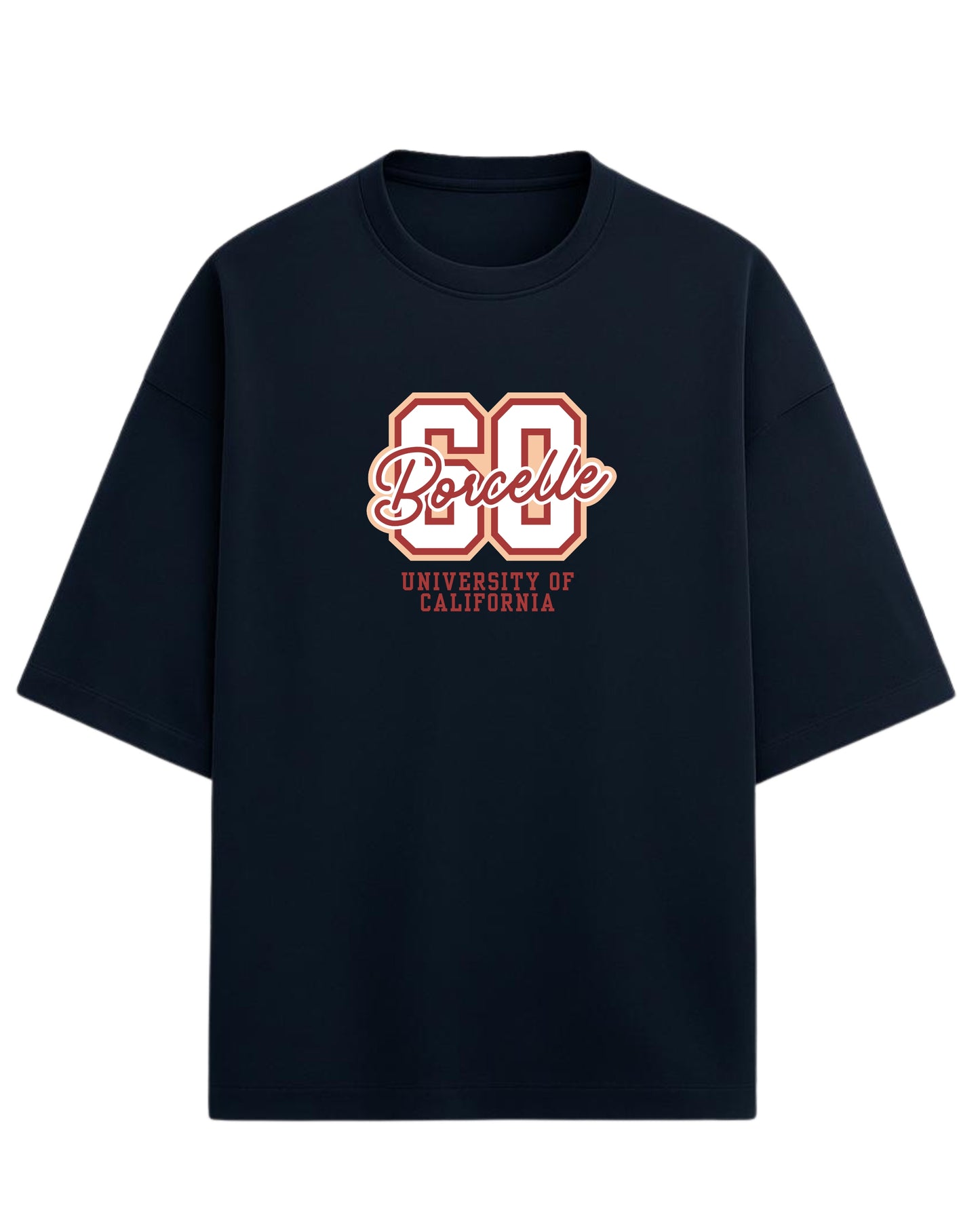 60 Borcelle Oversized T-Shirt | University of California Graphic Tee | Premium 260 GSM Cotton