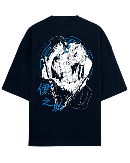 Inosuke Hashibira Unmasked Oversized T-Shirt | Demon Slayer Anime Graphic Tee | Premium 260 GSM Cotton