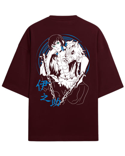 Inosuke Hashibira Unmasked Oversized T-Shirt | Demon Slayer Anime Graphic Tee | Premium 260 GSM Cotton