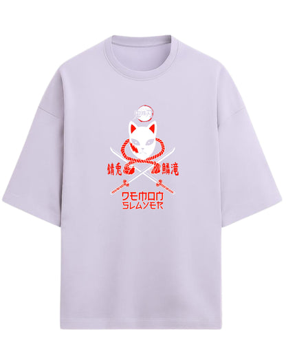 Sabito Fox Mask Oversized T-Shirt | Demon Slayer Anime Tee | Premium 260 GSM Cotton