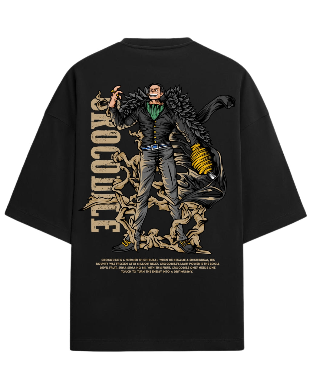 Crocodile Oversized Tees  | One Piece Anime Graphic Tee | Premium 260 GSM Cotton Blend