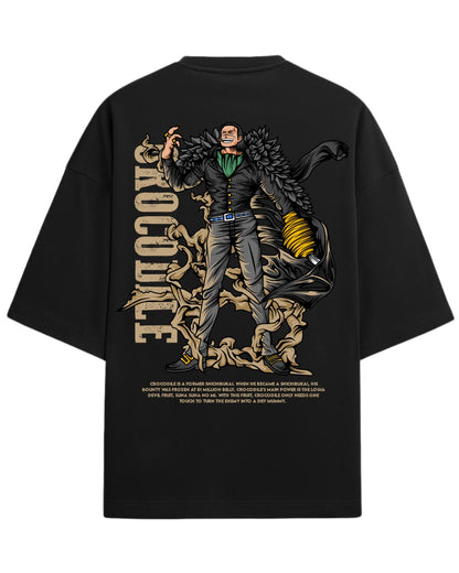 Crocodile Oversized Tees  | One Piece Anime Graphic Tee | Premium 260 GSM Cotton Blend