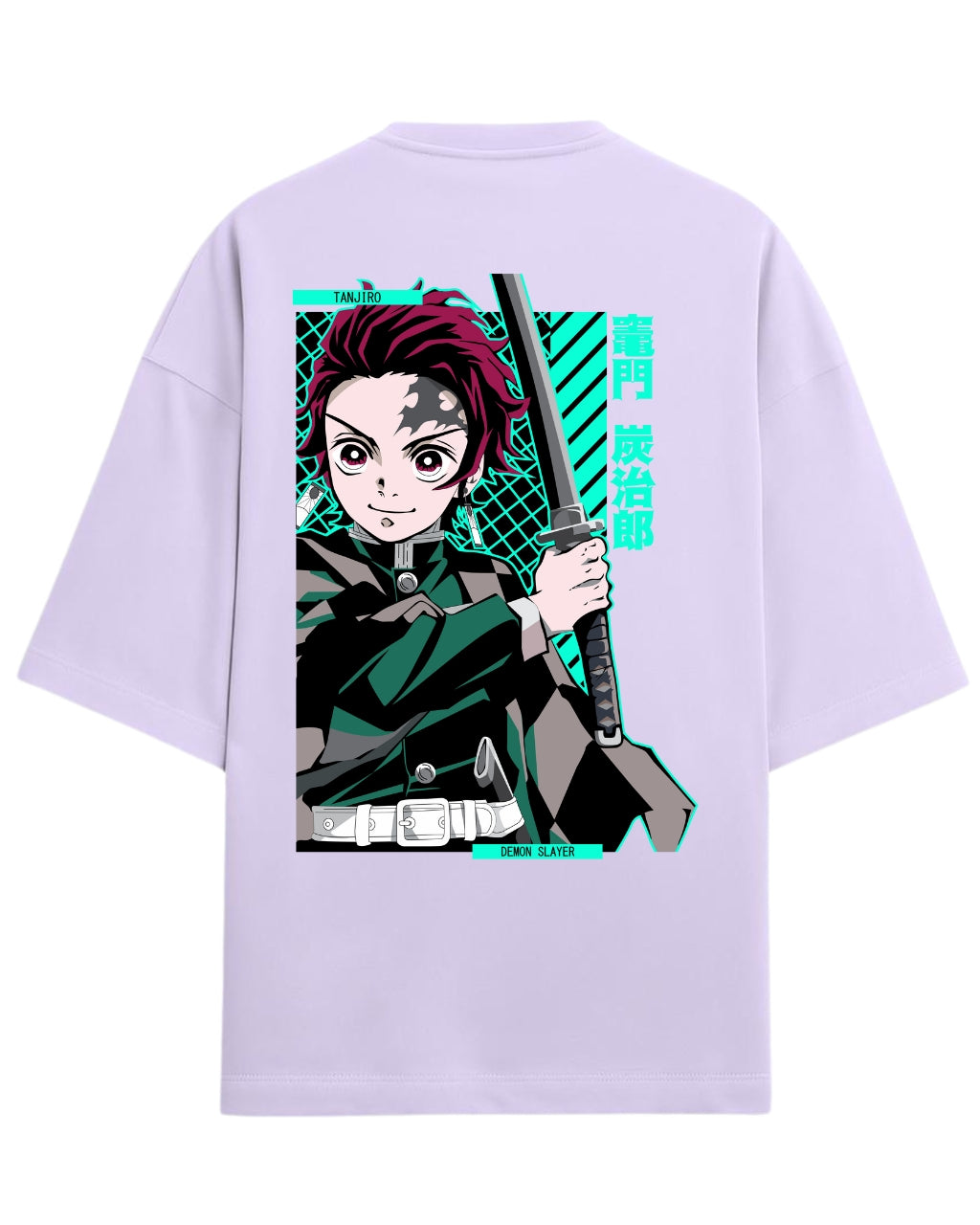 Tanjiro Kamado Katana Stance Oversized T-Shirt | Demon Slayer Anime Graphic Tee | Premium 260 GSM Cotton