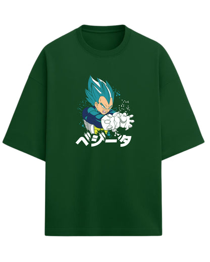 Super Saiyan Blue Vegeta Oversized Tees | Dragon Ball Z Graphic Tee | Premium 260 GSM Cotton Blend