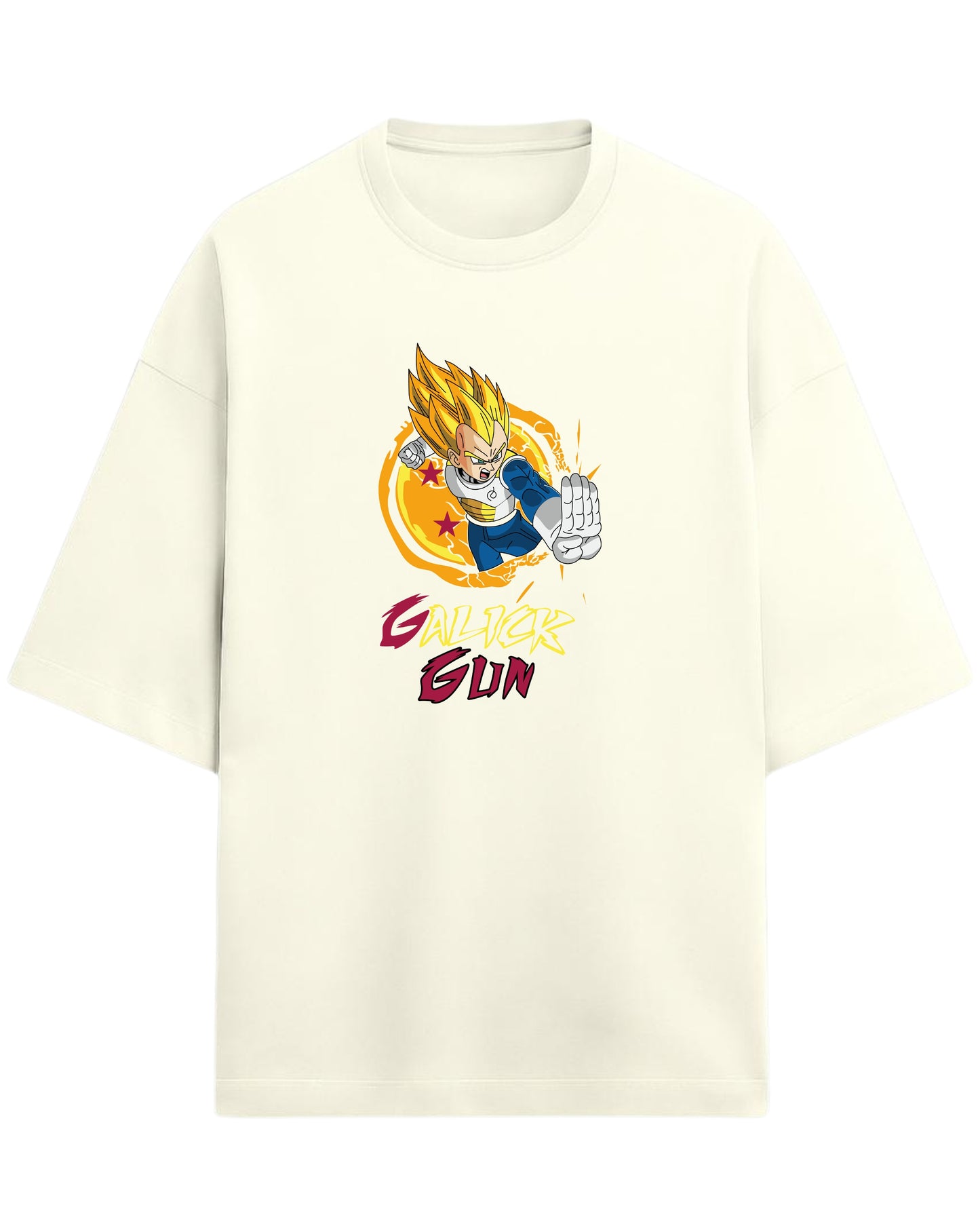Vegeta Galick Gun Oversized Tees | Dragon Ball Z Graphic Tee | Premium 260 GSM Cotton Blend