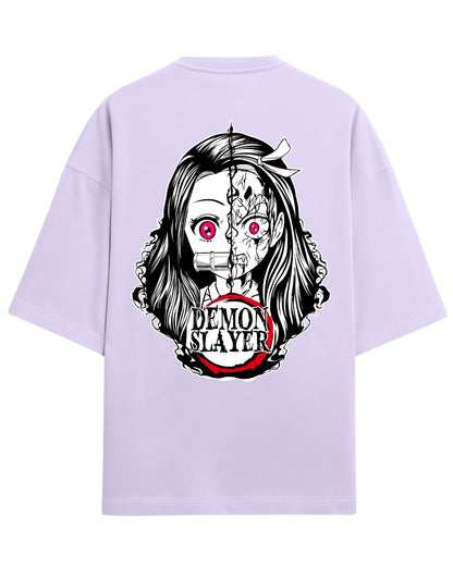 Nezuko Split Form Oversized T-Shirt | Demon Slayer Anime Graphic Tee | Premium 260 GSM Cotton Blend