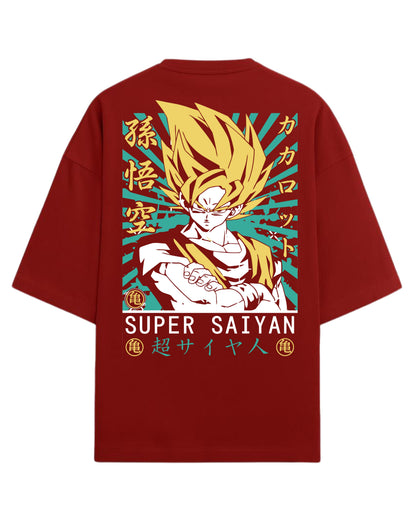 Super Saiyan Goku Oversized T-Shirt | Dragon Ball Z Anime Graphic Tee | Premium 260 GSM Cotton Blend