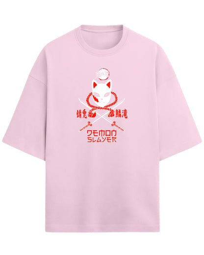 Sabito Fox Mask Oversized T-Shirt | Demon Slayer Anime Tee | Premium 260 GSM Cotton