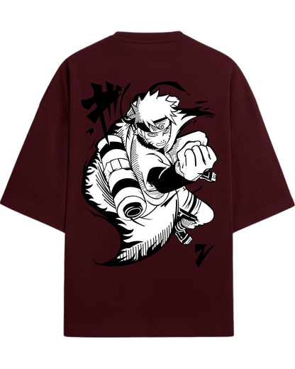 Naruto Uzumaki Terry Oversized T-Shirt | Naruto Shippuden Anime Graphic Tee | 100% Premium Cotton