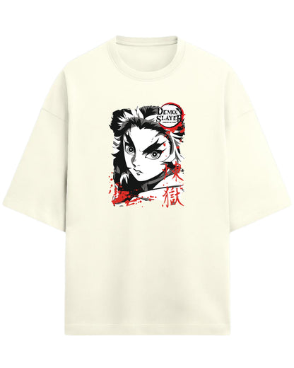 Kyojuro Rengoku Flame Hashira Oversized T-Shirt | Demon Slayer Graphic Tee | Premium 260 GSM Cotton