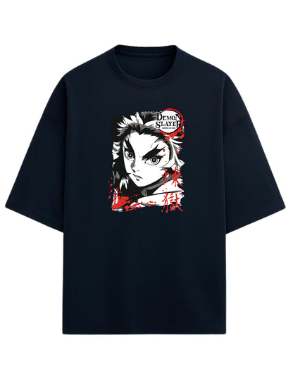 Kyojuro Rengoku Flame Hashira Oversized T-Shirt | Demon Slayer Graphic Tee | Premium 260 GSM Cotton