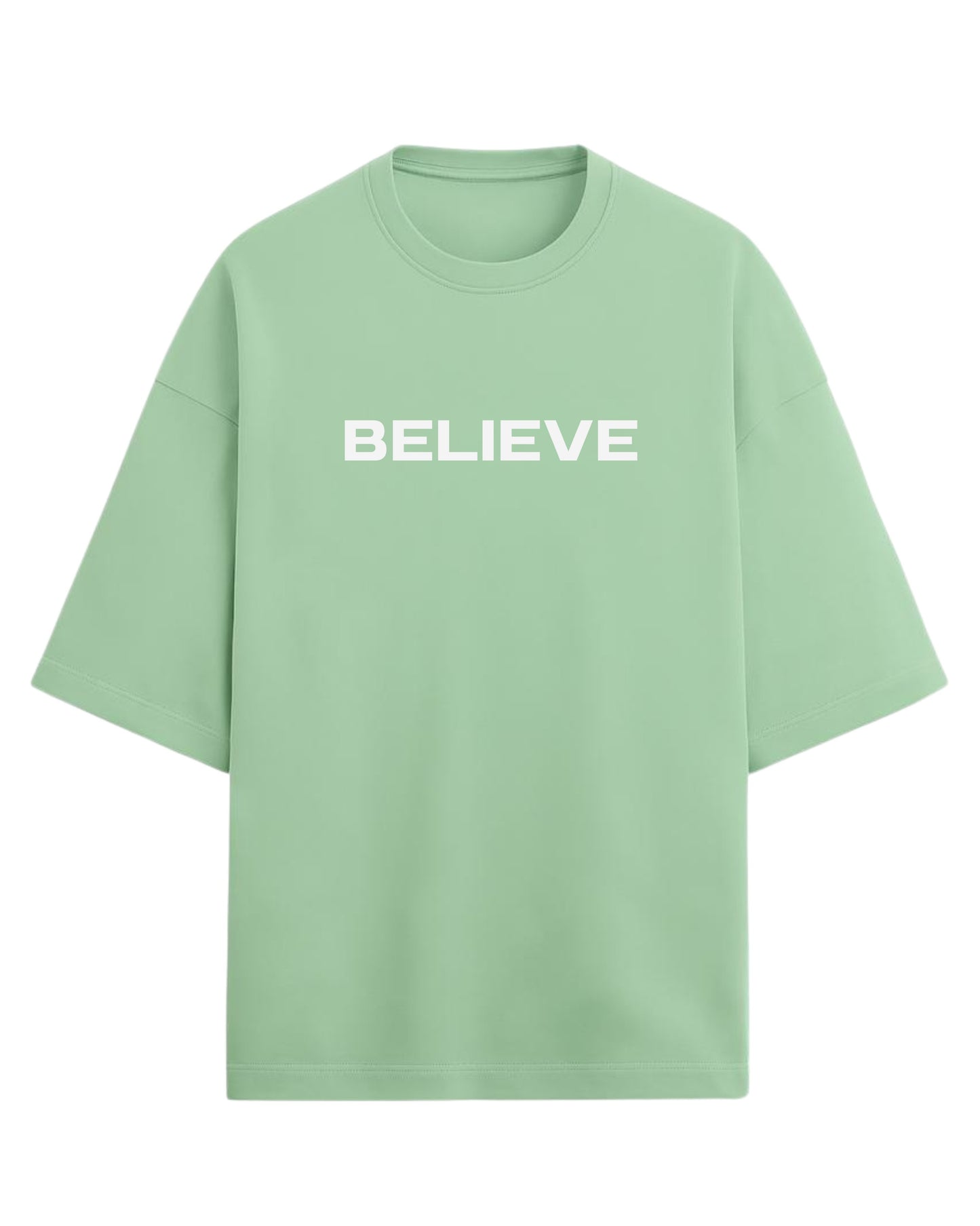 Don’t Just Imagine, BELIEVE Oversized T-Shirt | Streetwear Statue Graphic Tee | Premium 260 GSM Cotton