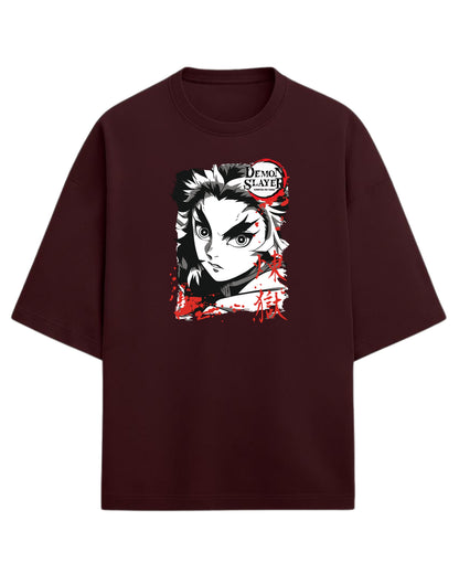 Kyojuro Rengoku Flame Hashira Oversized T-Shirt | Demon Slayer Graphic Tee | Premium 260 GSM Cotton