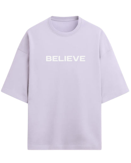 Don’t Just Imagine, BELIEVE Oversized T-Shirt | Streetwear Statue Graphic Tee | Premium 260 GSM Cotton