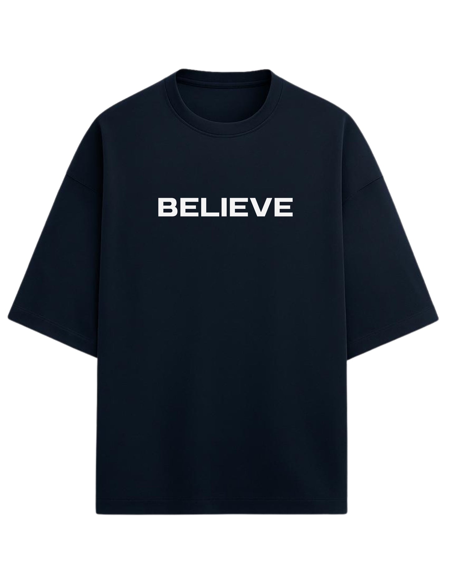 Don’t Just Imagine, BELIEVE Oversized T-Shirt | Streetwear Statue Graphic Tee | Premium 260 GSM Cotton