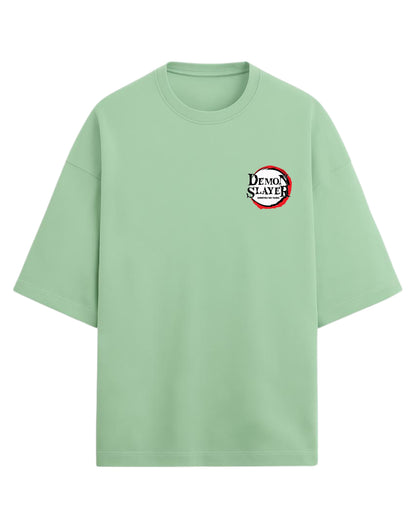Tanjiro & Nezuko Duo Oversized T-Shirt | Demon Slayer Sibling Bond Graphic Tee | Premium 260 GSM Cotton
