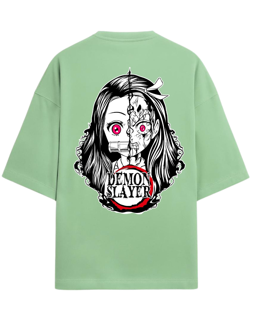 Nezuko Split Form Oversized T-Shirt | Demon Slayer Anime Graphic Tee | Premium 260 GSM Cotton Blend