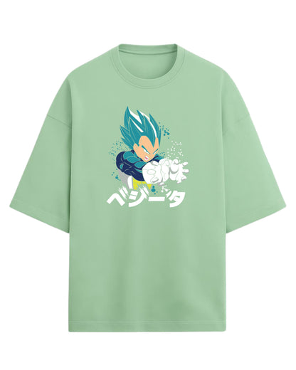 Super Saiyan Blue Vegeta Oversized Tees | Dragon Ball Z Graphic Tee | Premium 260 GSM Cotton Blend