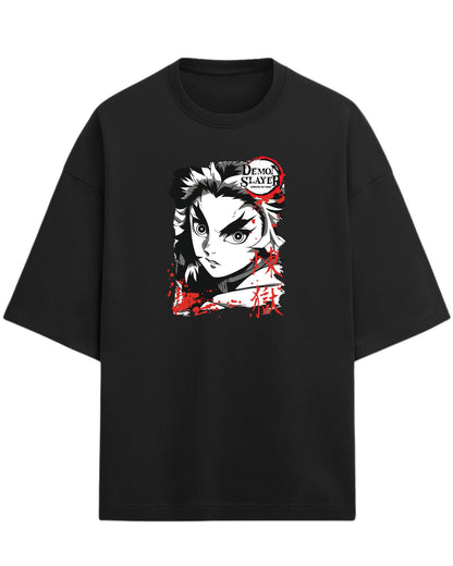 Kyojuro Rengoku Flame Hashira Oversized T-Shirt | Demon Slayer Graphic Tee | Premium 260 GSM Cotton
