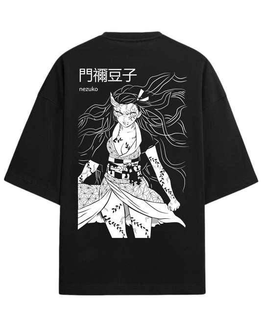 Demon Nezuko Berserk Form Oversized T-Shirt | Kimetsu no Yaiba Anime Graphic Tee | Premium 260 GSM Cotton