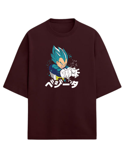 Super Saiyan Blue Vegeta Oversized Tees | Dragon Ball Z Graphic Tee | Premium 260 GSM Cotton Blend