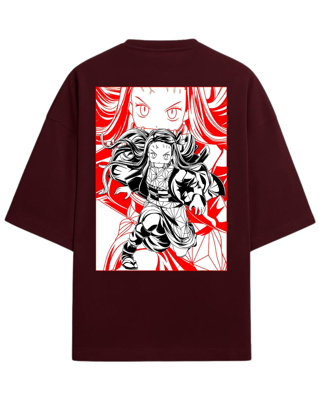 Nezuko Kamado Fierce Form Oversized T-Shirt | Demon Slayer Anime Tee | Premium 260 GSM Cotton