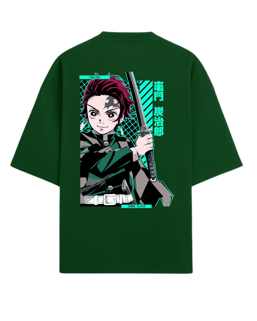 Tanjiro Kamado Katana Stance Oversized T-Shirt | Demon Slayer Anime Graphic Tee | Premium 260 GSM Cotton