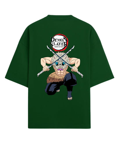Inosuke Hashibira Oversized T-Shirt | Demon Slayer Beast Breathing Anime Tee | Premium 260 GSM Cotton