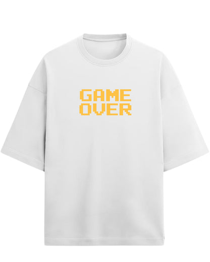 Game Over Oversized T-Shirt | Pixel Typography Graphic Tee | Premium 260 GSM Cotton