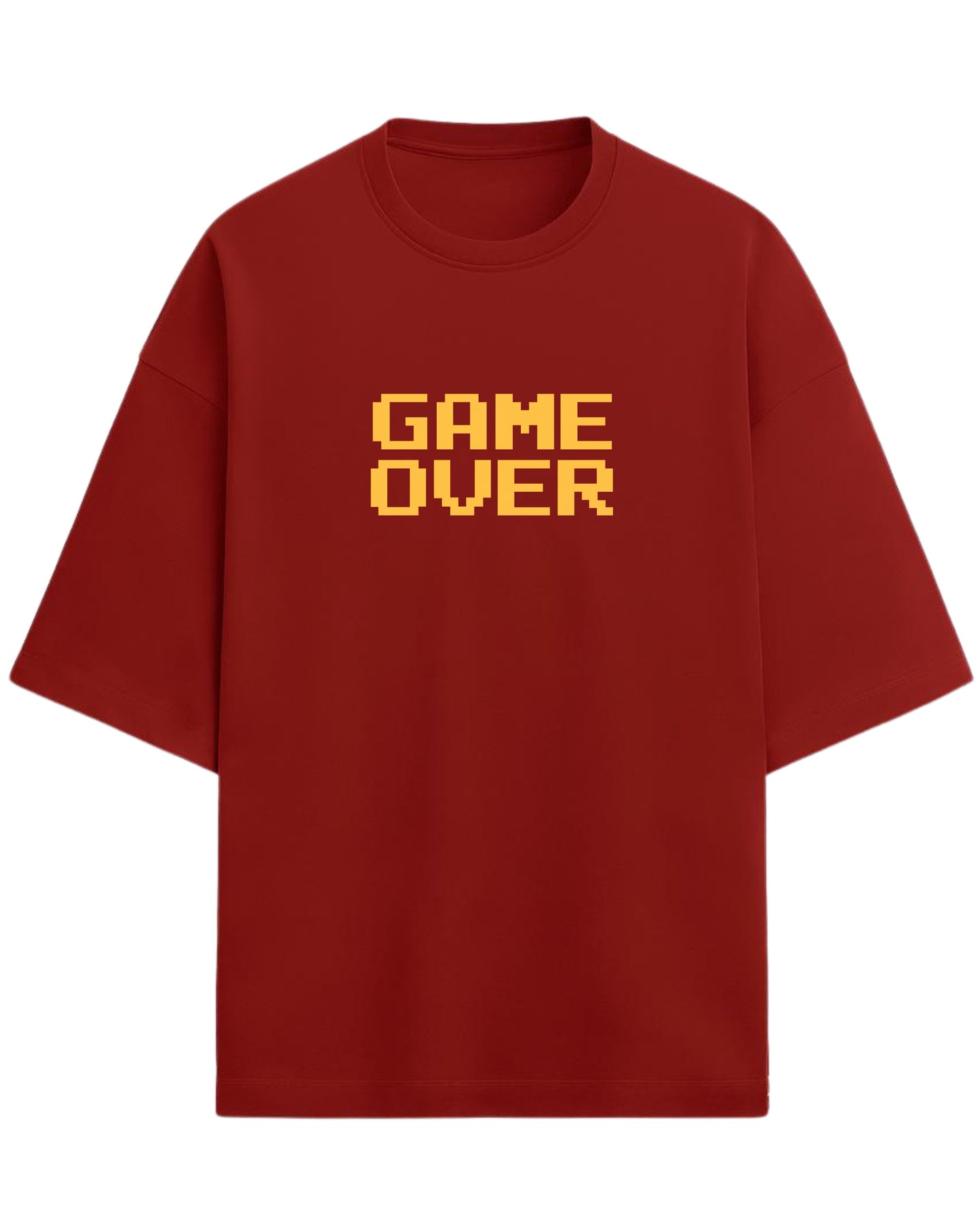 Game Over Oversized T-Shirt | Pixel Typography Graphic Tee | Premium 260 GSM Cotton