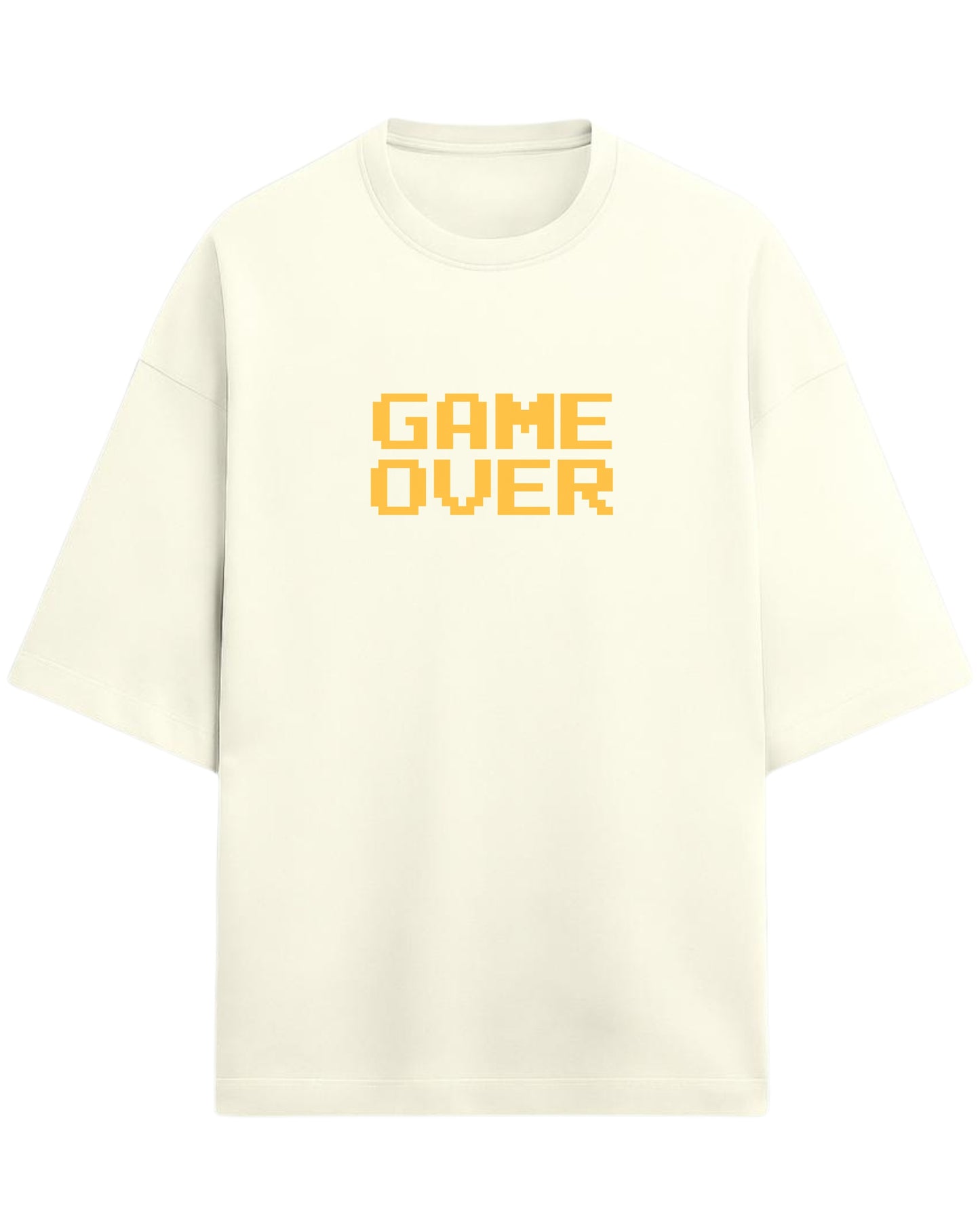 Game Over Oversized T-Shirt | Pixel Typography Graphic Tee | Premium 260 GSM Cotton
