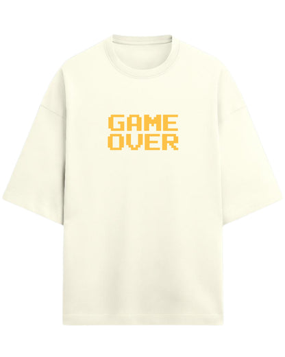 Game Over Oversized T-Shirt | Pixel Typography Graphic Tee | Premium 260 GSM Cotton