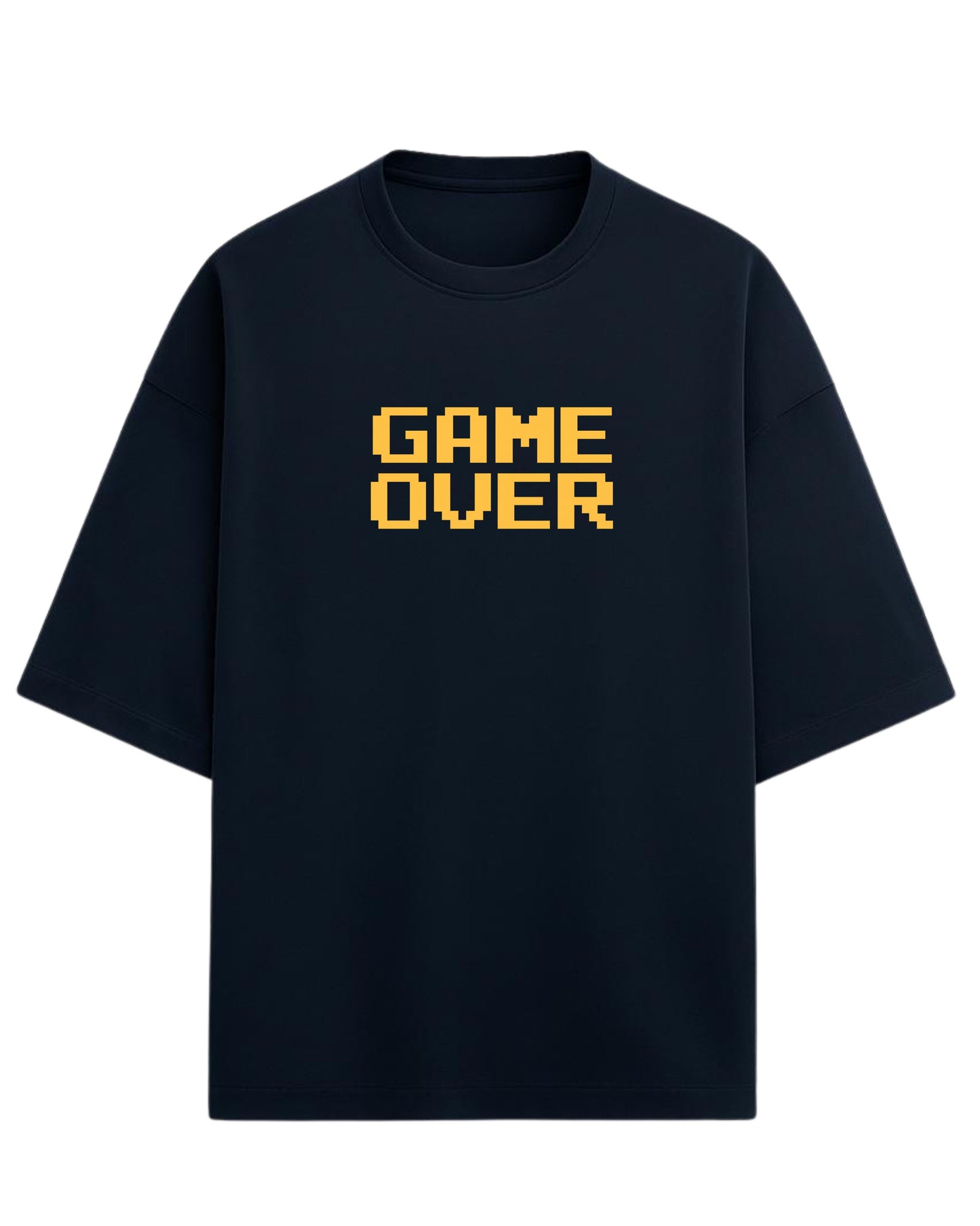 Game Over Oversized T-Shirt | Pixel Typography Graphic Tee | Premium 260 GSM Cotton