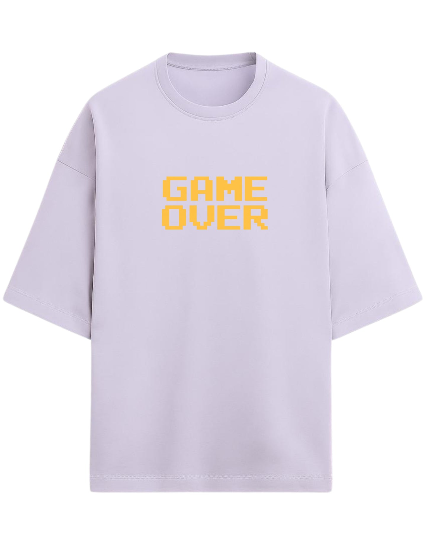 Game Over Oversized T-Shirt | Pixel Typography Graphic Tee | Premium 260 GSM Cotton